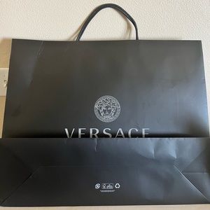 Versace HUGE XL 30"x21"x8" Empty Black SHOPPING GIFT Paper BAG Logo Bag Shoes